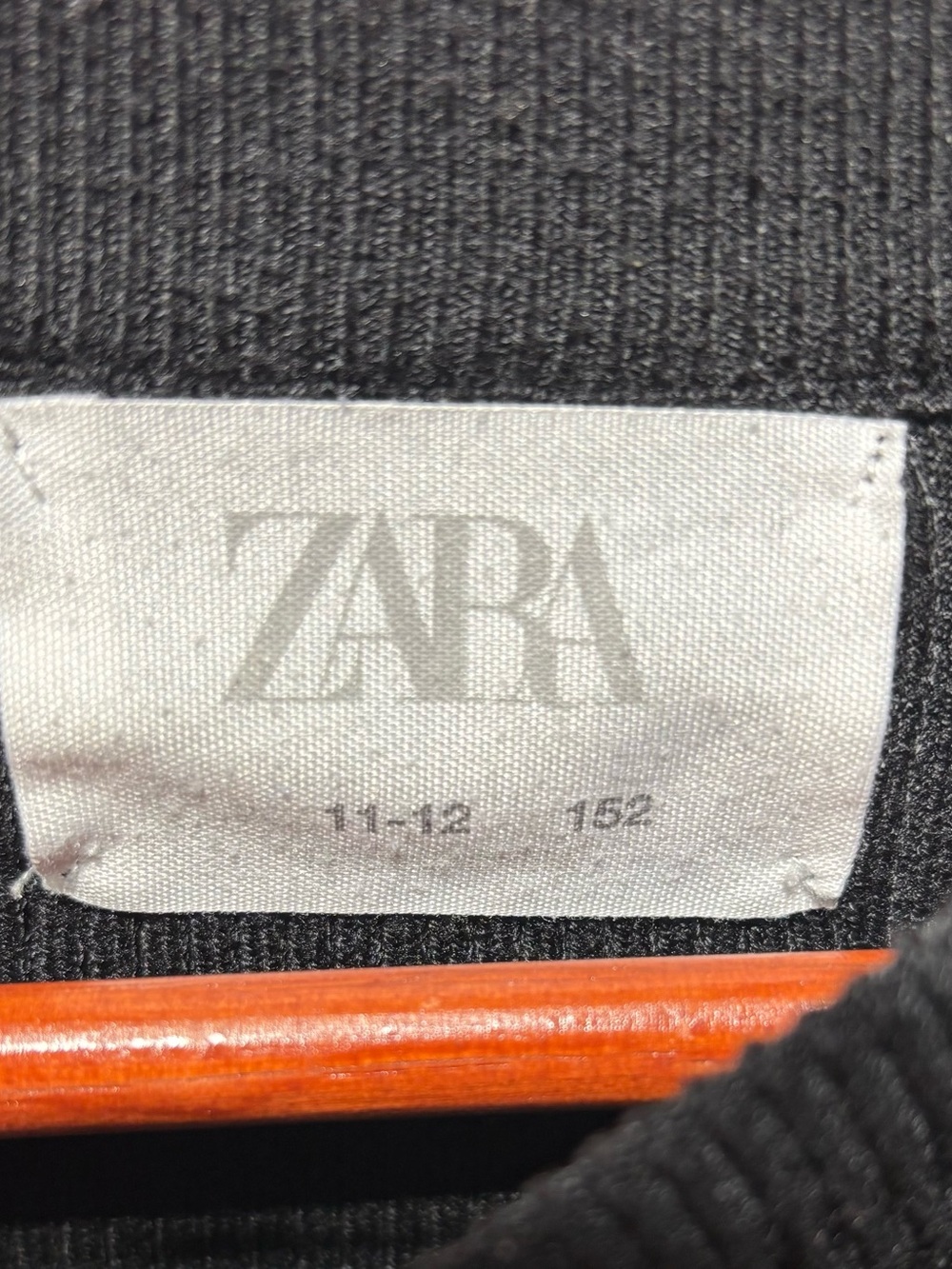 Zara Girls Black Ribbed Knit Sweater Dress Size 11-12 Minimalist Long Sleeve - Picture 7 of 8